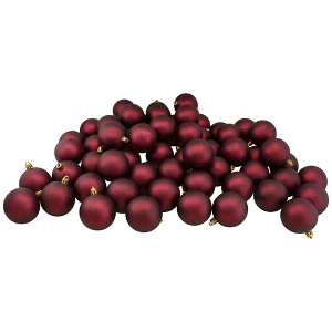 Northlight 32ct Shatterproof Matte Christmas Ball Ornament Set 3.25" - Burgundy - 1 of 3