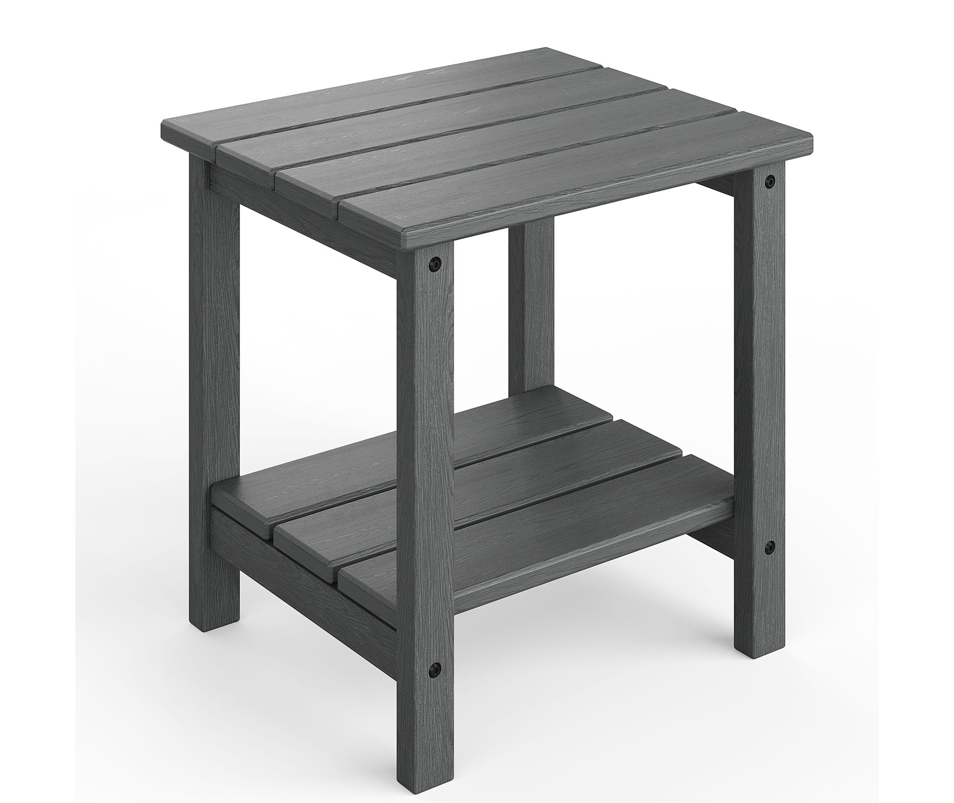 18" Outdoor 2-Tier Side Table, All-Weather HDPE Patio & Pool End Table for Backyard, Deck, Porch, Balcony, Grey