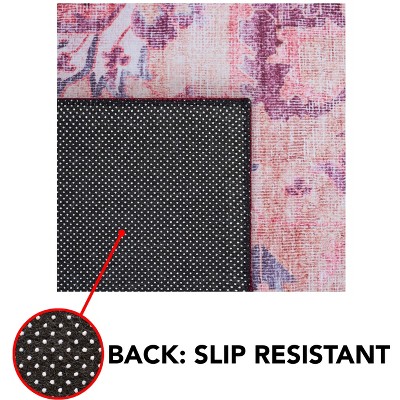 Rust and Beige 8' x 10' Machine Washable Synthetic Area Rug