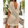 Women's Crochet Beach Cover-Up Dress - Batwing Sleeve V-Neck Openwork Tunic with Side Slit - 2 of 2