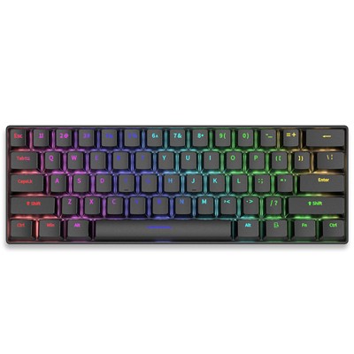 H61K Mechanical Keyboard, Mixed Light Red Axis Portable Office Computer Wired Game Mechanical Gaming Keyboard (Black)