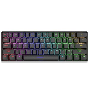 H61K Mechanical Keyboard, Mixed Light Red Axis Portable Office Computer Wired Game Mechanical Gaming Keyboard (Black) - 1 of 1