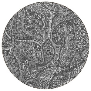 Gray Silver And Charcoal Paisley Washable Indoor Outdoor Area Rug - 1 of 4