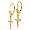 Black Bow Jewelry 13mm Textured Cross with Heart Lever Back Earrings in 14k Yellow Gold - 2 of 4