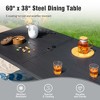 Captiva Designs 7 Pc Patio Outdoor Dining Set with Slat Tabletop Rectangular Table & Gray Textilene Fixed Chairs - 2 of 4