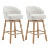 SKRAN 33.25"  Swivel Bar Stools with Backs Set of 2 Upholstered with Button-Tufted Backrest, Rubberwood Frame,for Home Bar, Kitchen Counter - 2 of 4