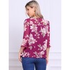 INSPIRE CHIC Women's Round Neck Ruffle 3/4 Sleeve Floral Print Chiffon Blouse - 4 of 4