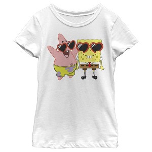 Girl's SpongeBob SquarePants Patrick in Heart-Shaped Sunglasses T-Shirt - 1 of 4