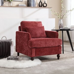 Deja Wood Frame Chenille Accent Chair, Modern Armchair for Living Room - Maison Boucle - 1 of 4