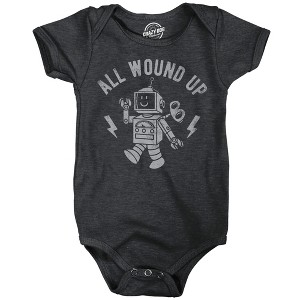 All Wound Up Baby Bodysuit Funny Sarcastic Toy Graphic Novelty Jumper For Infants - Crazy Dog Baby Bodysuit - 1 of 4