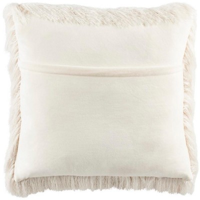 Ivory Faux Fur 20'' Square Shag Pillow