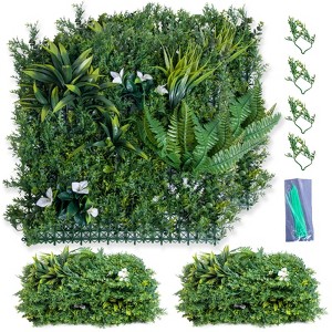 12 PCS Grass Wall Panels 20"x 20", Privacy Screen Greenery Backdrop Panels, Boxwood Grass Panels Hedge Wall Decor for Garden Yard Fence - 1 of 4