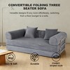 75'' Memory Foam Faux Fur 2-in-1 Foldable Boneless Sofa Bed with 2 Pillows - 2 of 4