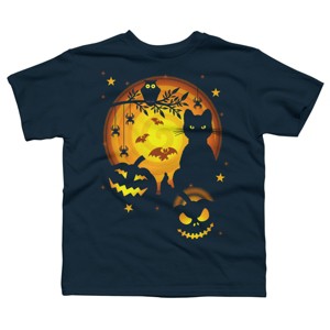 Boy's Design By Humans Halloween Kitty By artizan16 T-Shirt - 1 of 3