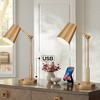 360 Lighting Sully 23 1/2" High Small Industrial Desk Lamps Set of 2 Double USB Ports Adjustable Gold Brass Finish Metal Home Office Charging - 2 of 4