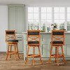 FURNIinspire Counter And Bar Stools Swivel Bar Stool Counter Stool, Vintage Bar Chair With Backrest, Natural Frame, Charcoal Fabric Seat, 24"*24"*45" - 2 of 4