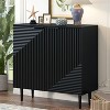 Okak  Sideboard Cabinet, Entryway Cabinet with Adjustable Shelves and Stylish Geometric Design Door, Accent Cabinet for Entryway, Living Room, Black - 2 of 4
