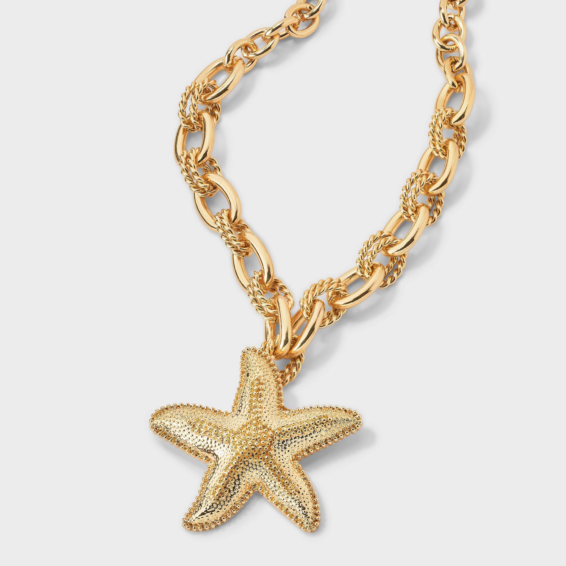 Textured Starfish Pendant Necklace - A New Day™ Gold