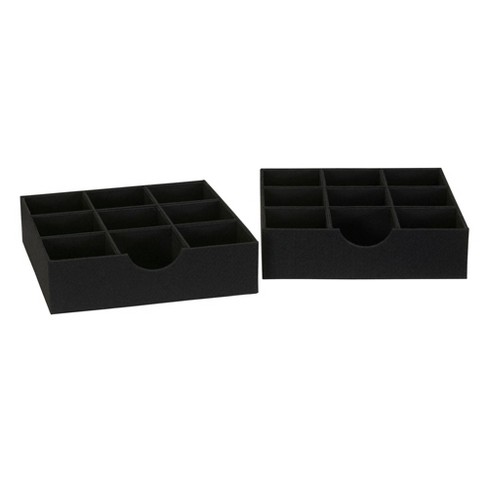 Household Essentials Set Of 2 9-section Drawer Trays Black Linen : Target