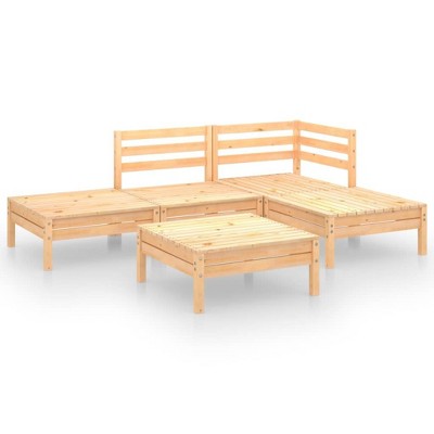 vidaXL 5 Piece Outdoor Patio Lounge Set in Solid Pinewood - Versatile, Durable, Easy to Maintain, DIY Assembly, Rustic Pallet Design
