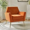 Maris Velvet Tufted  Living Room Armchair with Metal Base and angular frame backrest  | Karat Home - 2 of 4