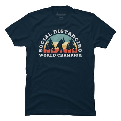 Men's Design By Humans Bigfoot Social Distancing World Champion By Tingsy T-Shirt