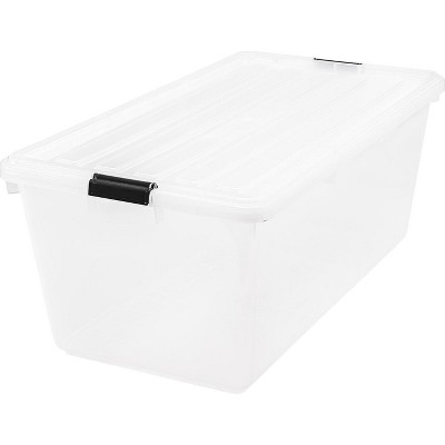 Clear 91 Quart Stackable Plastic Storage Bins with Lids