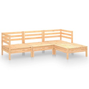 vidaXL 4-Piece Patio Lounge Set, Solid Pinewood, Modular Outdoor/Indoor Furniture, Easy Assembly, Rustic Pallet Design - 1 of 4