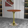 LeisureMod Verve 27" Round Dining Table - MDF Wood Top with Brushed Gold Pedestal Base Accent Side Table for Kitchen and Home - 2 of 4