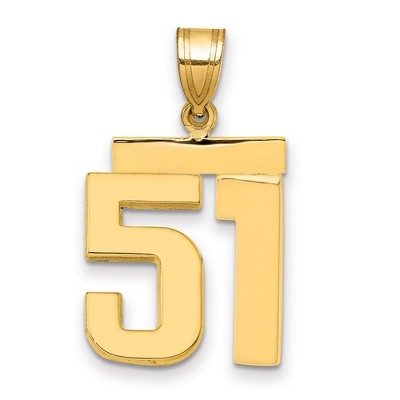 Black Bow Jewelry 14k Yellow Gold, Athletic Collection Medium Polished Number 51 Pendant