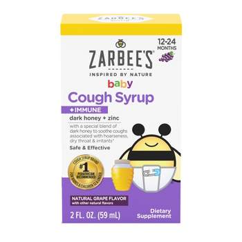 Zarbee's Baby Cough Syrup + Immune with Honey & Zinc - Natural Grape Flavor - 2 fl oz