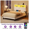 Greenstell  Bed Frame with Velvet Upholstered  Storage Headboard & Charging Station and  LED Light - 3 of 4