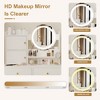 White Vanity Desk Set, With Slide Mirror & 3 Color LED Lights, Makeup Vanity Table With 5 Drawers, 2 Storage Cabinets, 1 Makeup Stool for Bedroom - 2 of 4