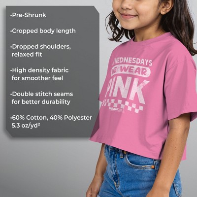 Mean Girls Girl's Mean Girls On Wednesdays We Wear Pink Checkered Graphic Graphic Cropped T-Shirt - Light Pink - Medium — фото 6