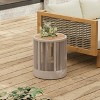 ORRD Outdoor Rattan rope & Acacia Wood Side Table - Patio Balcony Furniture for Garden, Yard, Balcony - Weather Resistant(Rope Beige, Natural Iron) - 2 of 4