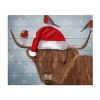 Trademark Fine Art -Fab Funky 'Highland Cow And Robins' Wood Slat Art - 2 of 4
