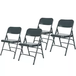 Set of 4 Deluxe All Steel Triple Brace Folding Chairs Blue - Hampden Furnishings