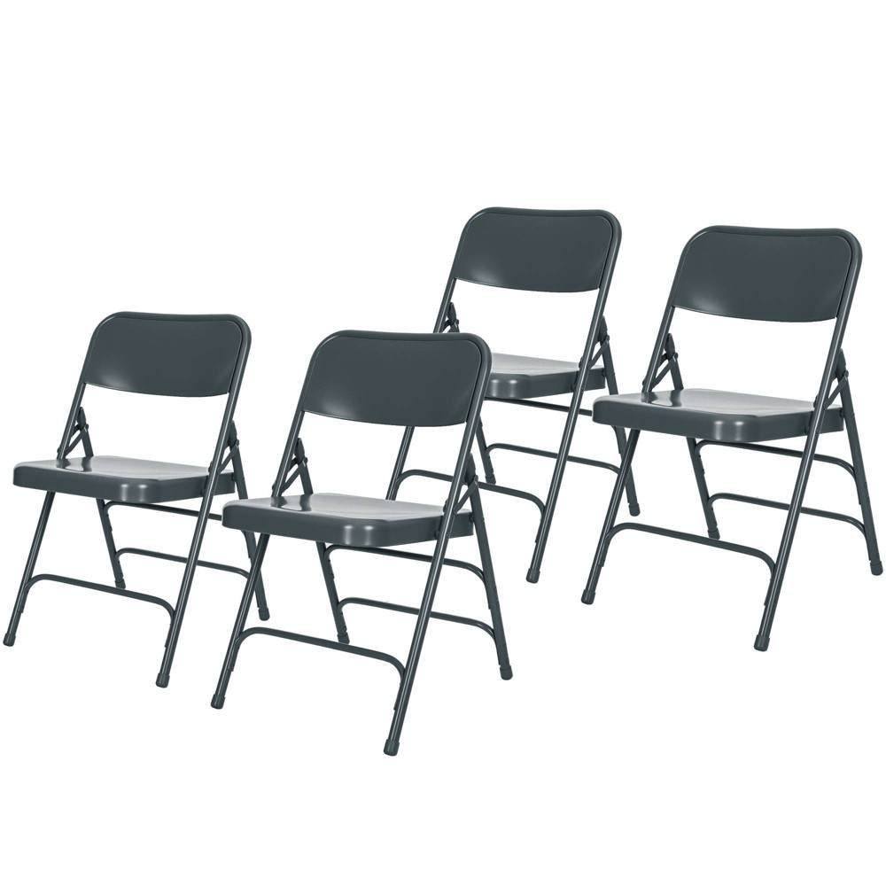 Photos - Computer Chair Set of 4 Deluxe All Steel Triple Brace Folding Chairs Blue - Hampden Furni