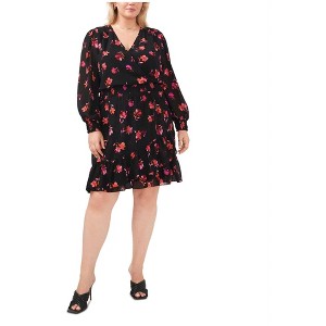 Vince Camuto Womens Smocked Waist Floral Surplice Dress - 1 of 1