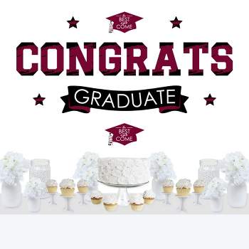 Big Dot of Happiness Maroon Graduation Party Photo Backdrop - Wall Decals