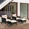 Resenkos 5 Pieces Rattan Wicker Lounge Chair Outdoor Patio Conversation Set, Outdoor Sectional Furniture, PE Rattan, Beige - 3 of 4