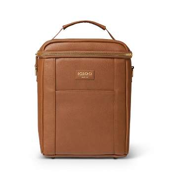 15 Can Luxe Satchel Soft Cooler Bag Ice Box Cognac Brown Freight Free  Portable Coolers Beach Outdoor Camp
