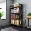 Hrinhom 33.5"W Storage Shelves, 4-Tier Wooden Kitchen Shelves with Mental Frame - 3 of 4
