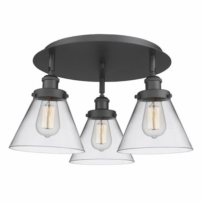 Cone - 3 Light Flush Mount In Art Deco Style-9.5 Inches Tall and 19.5 Inches Wide