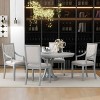 5 PCS Dining Set with Extendable Table, Dining Table with Fluted Edge and Corbel Base, Upholstered Chairs with Rubberwood Frame-Coolbibila - 3 of 4