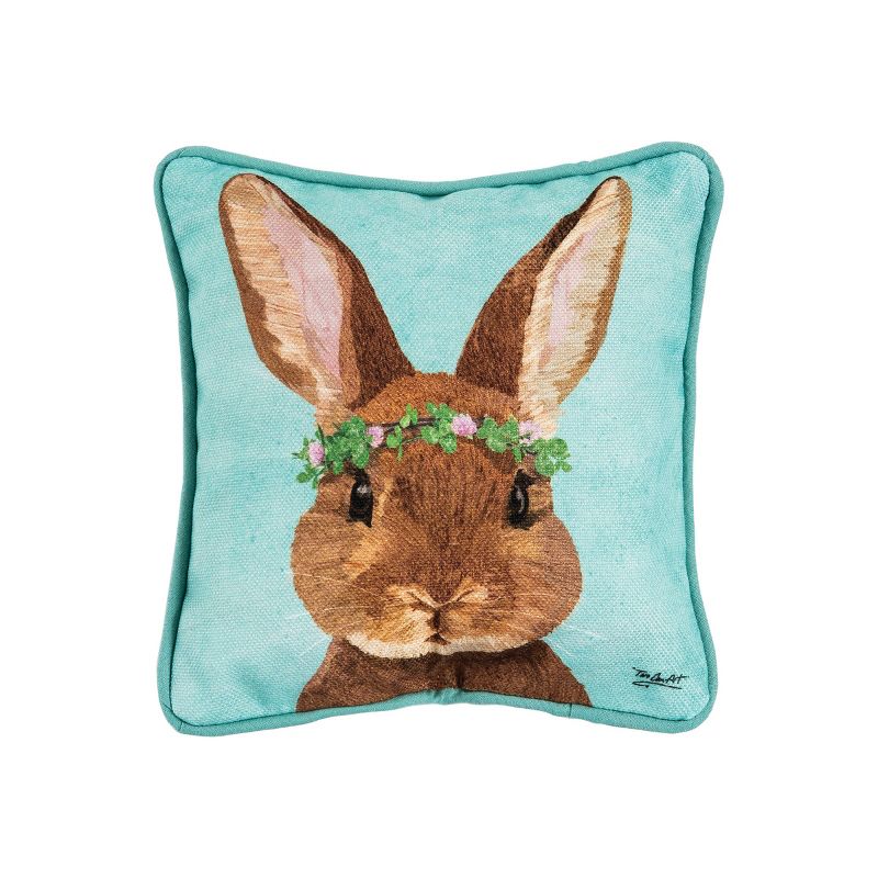 C&F Home 8" x 8" Clover Easter Bunny Spring Petite Printed Throw Pillow, 1 of 8