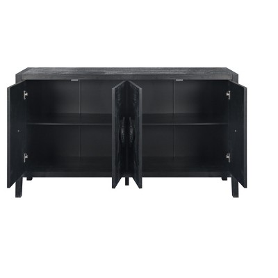 Vynxaria  4-Door Antique Cabinet ¨C American Country Style, Adjustable Storage for Living Room, TV Area, Kitchen