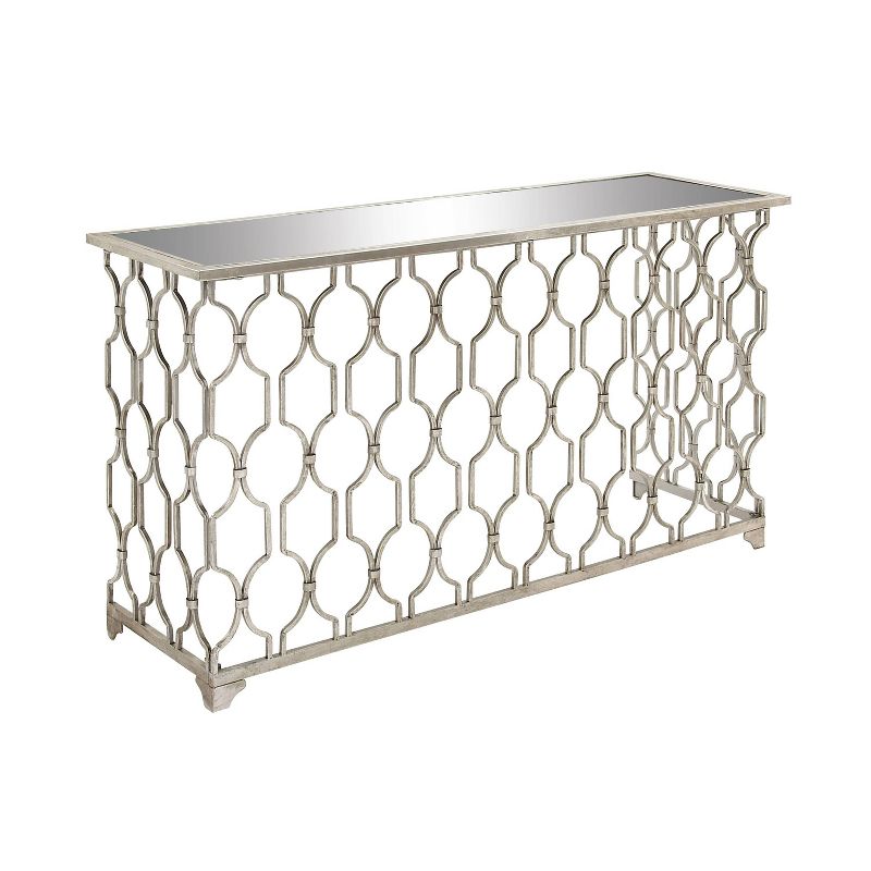Contemporary Metal Pattern Console Table Silver - Olivia &#38; May, 6 of 29