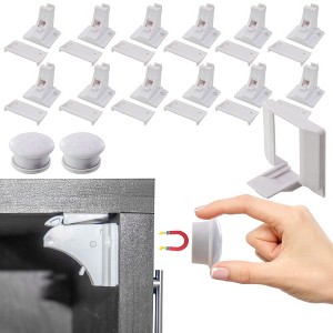 5 Star Super Deals Magnetic Childproof Cabinet Locks 12pc Set Toddler Babyproof Drawer Door Safety Latches - No Drill, Strong Adhesive, Hidden Design - 1 of 4