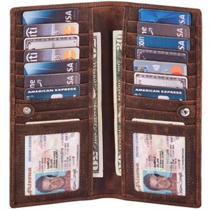 Generic Long Wallet for Men Women Real Leather Bifold RFID Stylish Slim Handmade - 1 of 4